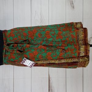 Darn Good Yarn Sari Silk Wrap Skirt Tea XL/Plus